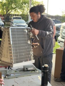 technician working on ac installation